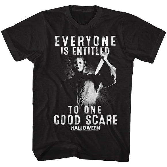 Halloween-One Good Scare-Black Adult S/S T-Shirt - Black