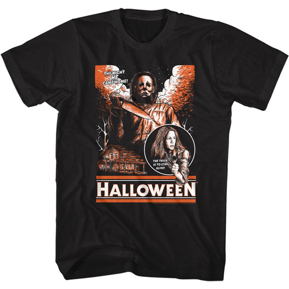 Halloween-Sketchy And Orange-Black Adult S/S T-Shirt - Black