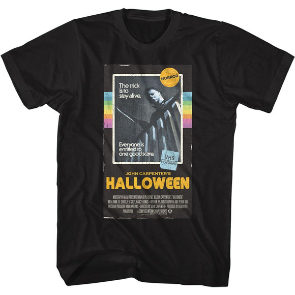 Halloween-Vhs Tape-Black Adult S/S T-Shirt - Black