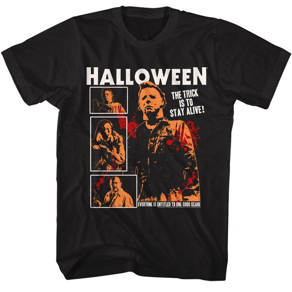 Halloween-Halloween Blood Splatter-Black Adult S/S T-Shirt - Black