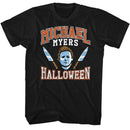 Halloween-Halloween Varsity Style Michael-Black Adult S/S T-Shirt - Black