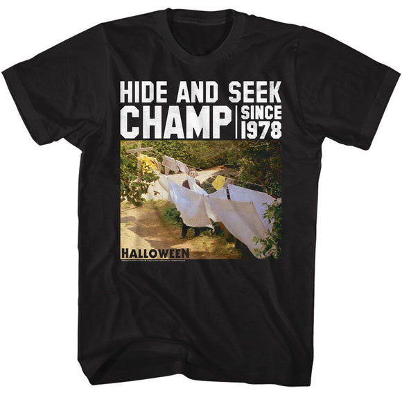 Halloween-Halloween Hide And Seek-Black Adult S/S T-Shirt - Black