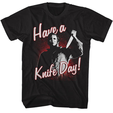 Halloween-Halloween Have A Knife Day-Black Adult S/S T-Shirt - Black
