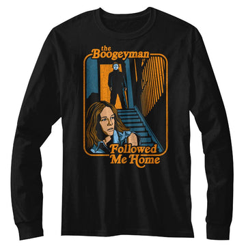 Halloween-Halloween Boogeyman No Knife-Black Adult L/S T-Shirt - Black