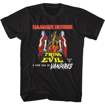 Hammer Horror-Twins Of Evil Poster-Black Adult S/S T-Shirt - Black