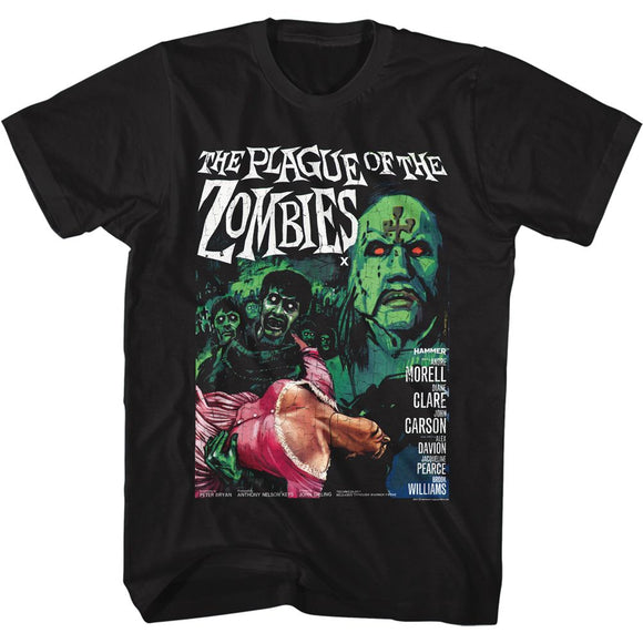 Hammer Horror-Plague Of The Zombies-Black Adult S/S T-Shirt - Black
