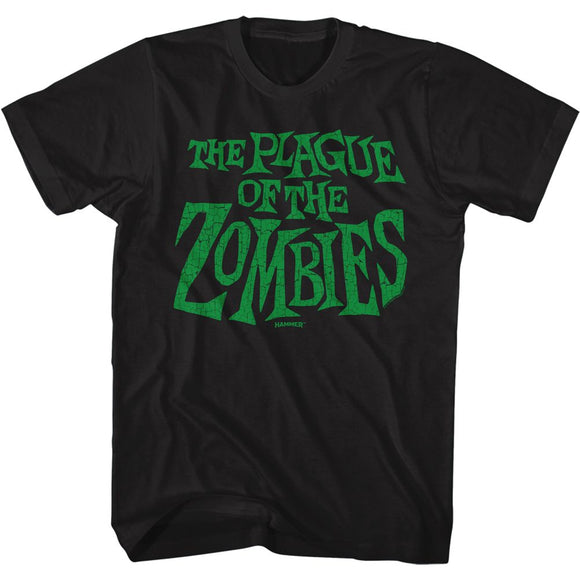 Hammer Horror-Plague Of The Zombies Logo-Black Adult S/S T-Shirt - Black