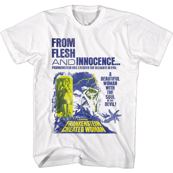 Hammer Horror-Flesh And Innocence-White Adult S/S T-Shirt - White