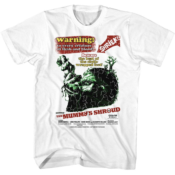Hammer Horror-Hammer Horror The Mummys Shroud-White Adult S/S T-Shirt - White