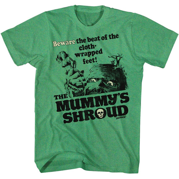 Hammer Horror-Hammer Horror Mummys Shroud-Kelly Heather Adult S/S T-Shirt - Kelly Heather