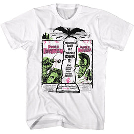 Hammer Horror-Hammer Horror Drac And Frank-White Adult S/S T-Shirt - White