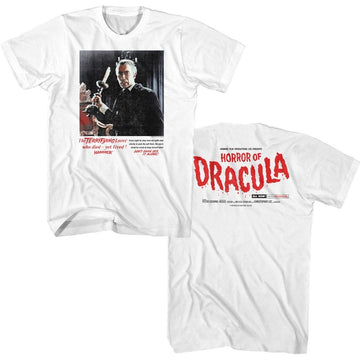 Hammer Horror-Hammer Horror Horror Of Drac-White Adult S/S T-Shirt ***F&B***-S - White