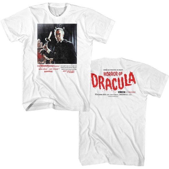 Hammer Horror-Hammer Horror Horror Of Drac-White Adult S/S T-Shirt ***F&B***-S - White