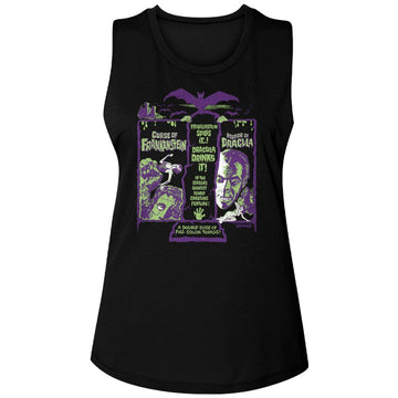 Hammer Horror-Hammer Horror Franken Drac Recolor-Black Ladies Muscle Tank-S - Black
