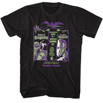 Hammer Horror-Hammer Horror Franken Drac Recolor-Black Adult S/S T-Shirt - Black