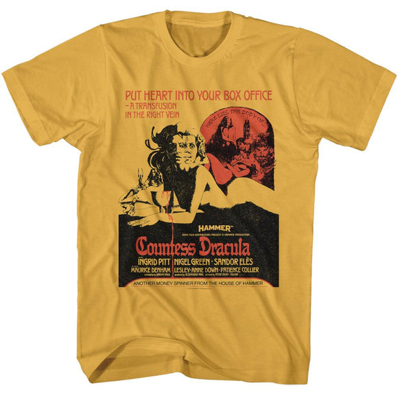 Hammer Horror-Hammer Horror Countess Dracula Poster-Ginger Adult S/S T-Shirt - Ginger