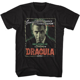 Hammer Horror-Hammer Horror Lee As Dracula-Black Adult S/S T-Shirt - Black