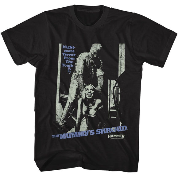 Hammer Horror-Hammer Horror Mummy Attack-Black Adult S/S T-Shirt - Black