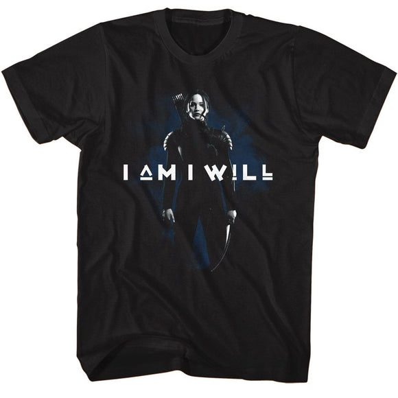 Hunger Games-Hunger Games I Am I Will-Black Adult S/S T-Shirt - Black