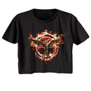 Hunger Games-Hunger Games Flaming Mockingjay-Black Ladies S/S Festival Cali Crop-S - Black