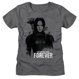 Hunger Games-Hunger Games Katniss Burn Forever-Deep Heather Ladies S/S T-Shirt - Deep Heather