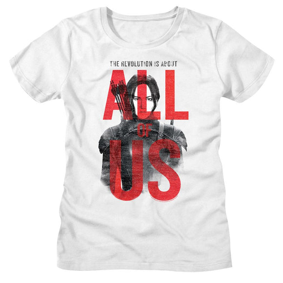 Hunger Games-Hunger Games All Of Us-White Ladies S/S T-Shirt - White