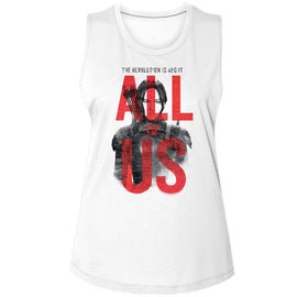 Hunger Games-Hunger Games All Of Us-White Ladies Muscle Tank S - White