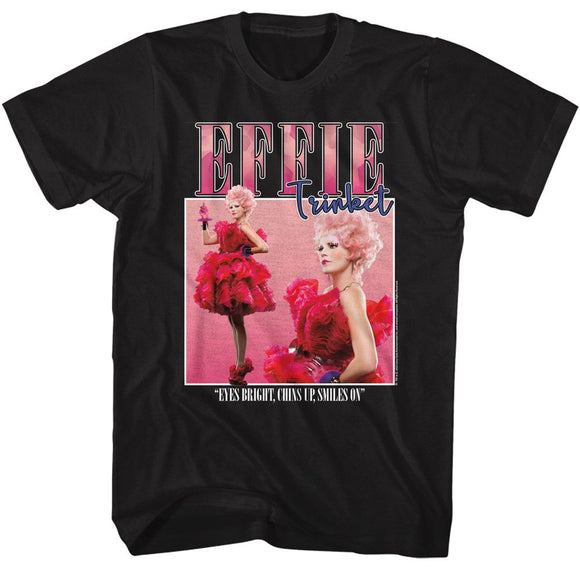 Hunger Games-Hunger Games Effie Trinket Square-Black Adult S/S T-Shirt - Black