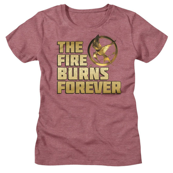 Hunger Games-Hunger Games Let The Games Begin-Mauve Heather Ladies S/S T-Shirt - Mauve Heather
