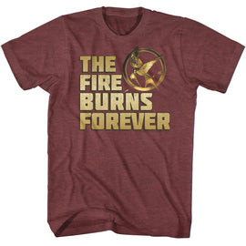 Hunger Games-Hunger Games Let The Games Begin-Vintage Maroon Heather Adult S/S T-Shirt - Vintage Maroon Heather