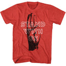 Hunger Games-Hunger Games Stand With Us-Red Heather Adult S/S T-Shirt - Red Heather