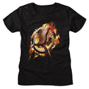 Hunger Games-Hunger Games Catching Fire Mockingjay-Black Ladies S/S T-Shirt - Black