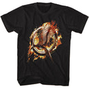 Hunger Games-Hunger Games Catching Fire Mockingjay-Black Adult S/S T-Shirt - Black