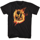 Hunger Games-Hunger Games Pin-Black Adult S/S T-Shirt - Black