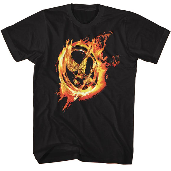 Hunger Games-Hunger Games Pin-Black Adult S/S T-Shirt - Black