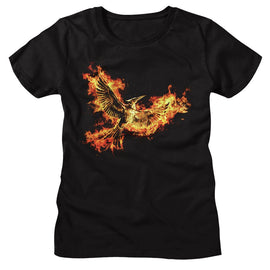 Hunger Games-Hunger Games Mockingjay Pt 2 Pin-Black Ladies S/S T-Shirt - Black