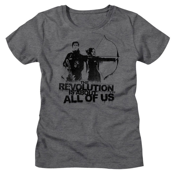 Hunger Games-Hunger Games About All Of Us-Deep Heather Ladies S/S T-Shirt - Deep Heather