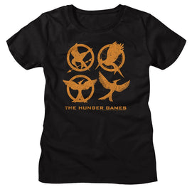 Hunger Games-Hunger Games Emblems-Black Ladies S/S T-Shirt - Black