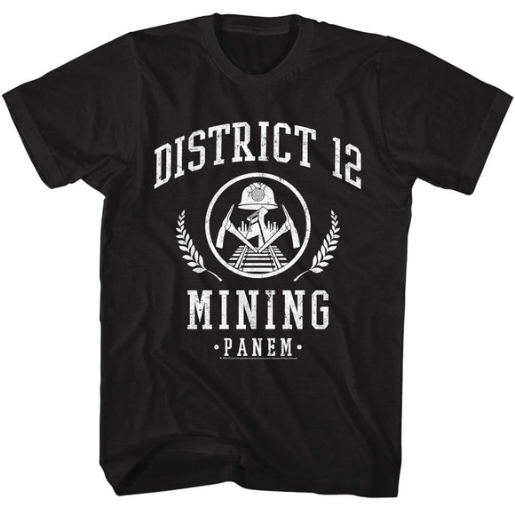 Hunger Games-Hunger Games D12 Mining-Black Adult S/S T-Shirt - Black