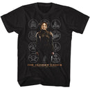 Hunger Games-Hunger Games Katniss With Districts-Black Adult S/S T-Shirt - Black