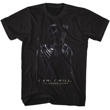 Hunger Games-Hunger Games Katniss Back-Black Adult S/S T-Shirt - Black