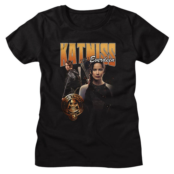 Hunger Games-Hunger Games Katniss Duo Photo-Black Ladies S/S T-Shirt - Black