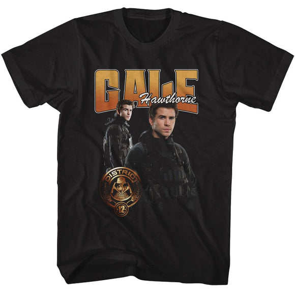Hunger Games-Hunger Games Gale Duo Photo-Black Adult S/S T-Shirt - Black