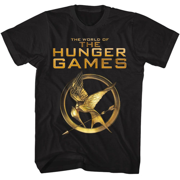 Hunger Games-Hunger Games The World Of The-Black Adult S/S T-Shirt - Black