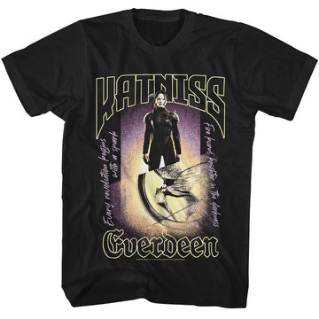 Hunger Games-Hunger Games Katniss Everdeen-Black Adult S/S T-Shirt - Black