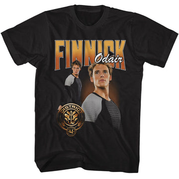 Hunger Games-Hunger Games Finnick Odair Duo Photo-Black Adult S/S T-Shirt - Black