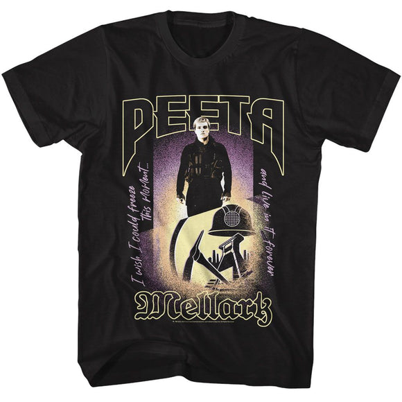 Hunger Games-Hunger Games Peeta Mellark-Black Adult S/S T-Shirt - Black