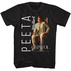 Hunger Games-Hunger Games Capitol Couture Peeta-Black Adult S/S T-Shirt - Black