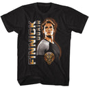Hunger Games-Hunger Games Finnick Vertical Text-Black Adult S/S T-Shirt - Black