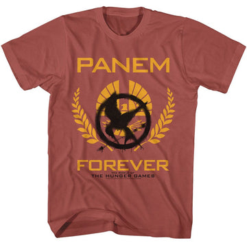 Hunger Games-Hunger Games Mockingjay Graffiti-Terracotta Adult S/S T-Shirt - Terracotta
